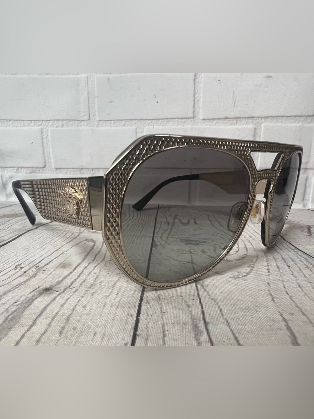 VERSACE Sunglasses VE 2175 1252 /11 60-17 Pale Gold Aviator Frame